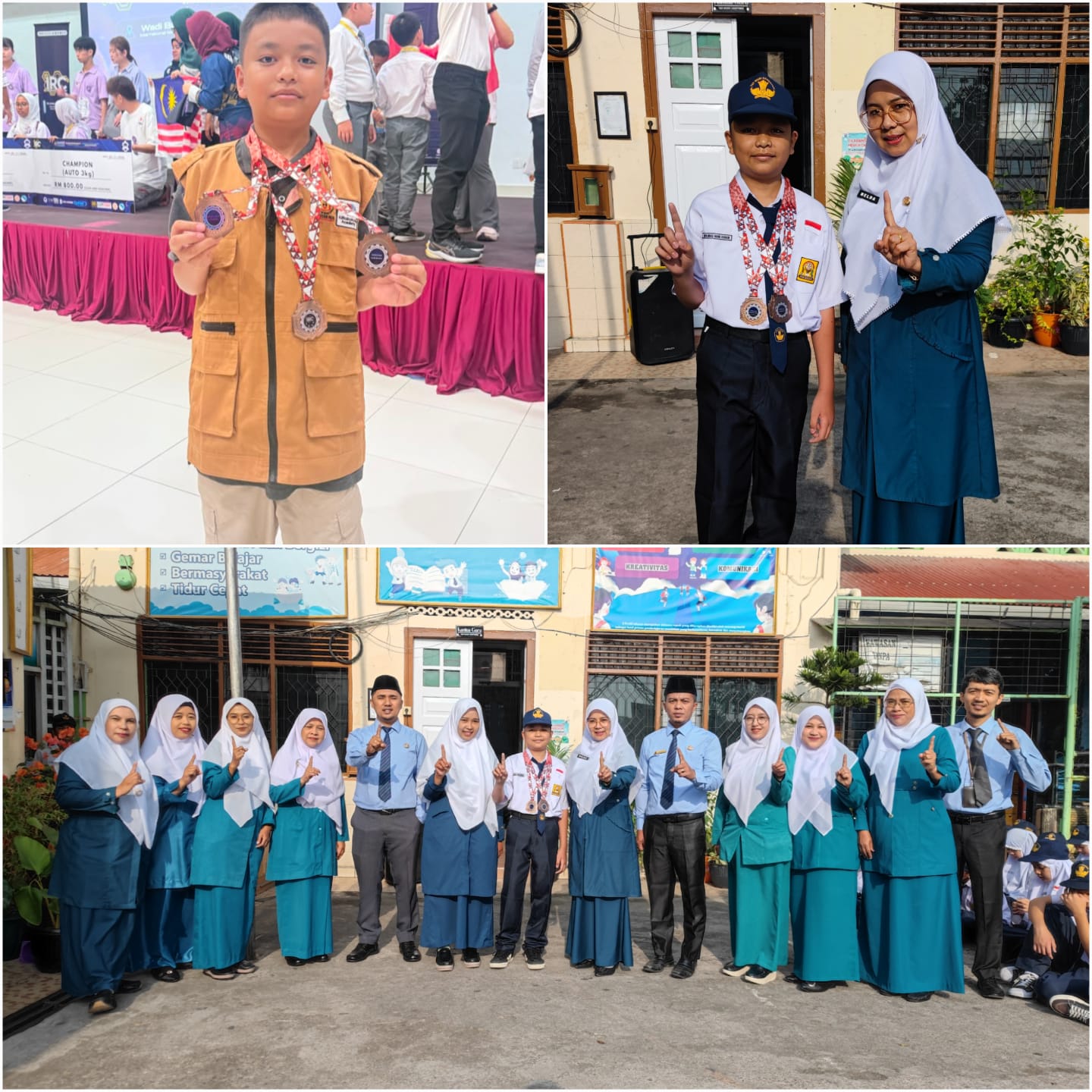 Habibi Rabbani dan Kepala SMPN 1 Bukittinggi Neldawati S.Pd(Foto: Istimewa)
